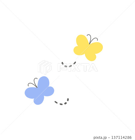 チョウチョのイラスト　シンプル　春素材　昆虫のイラスト 137114286