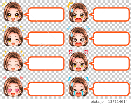 短髮女性對話框插圖集 2 137114614