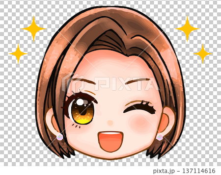 Short-haired female chibi character face icon 2 137114616