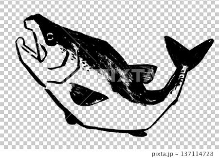 鮭魚墨畫 鮭魚墨畫 137114728