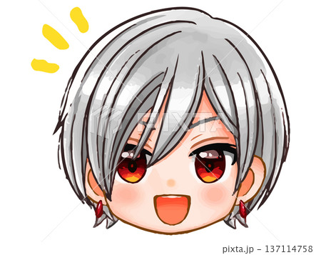 イケメン銀髪男子のちびキャラ顔アイコンイラスト素材 イケメン銀髪男子のちびキャラ顔アイコンイラスト素材 137114758