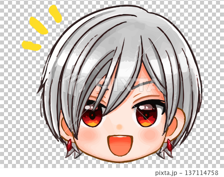 イケメン銀髪男子のちびキャラ顔アイコンイラスト素材 イケメン銀髪男子のちびキャラ顔アイコンイラスト素材 137114758
