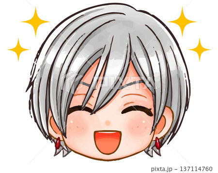 イケメン銀髪男子のちびキャラ顔アイコンイラスト素材3 イケメン銀髪男子のちびキャラ顔アイコンイラスト素材3 137114760