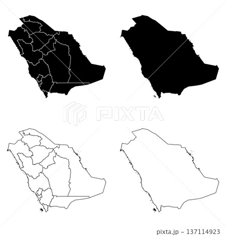 Saudi Arabia Outline and Solid Fill Map Set. Saudi Arabia Outline and Solid Fill Map Set. 137114923