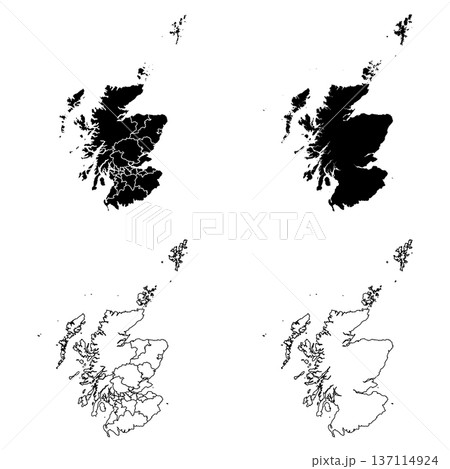 Scotland Outline and Solid Fill Map Set. 137114924