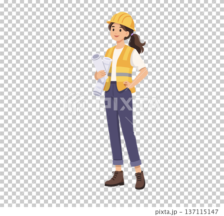 女性建築師與藍圖 137115147