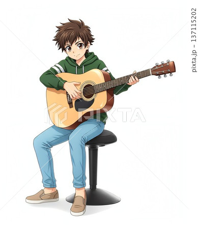 【はじめ出のギター2】見習いギタリストの少年/イラスト作品254 137115202