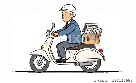 高齢男性 原付バイク 外出 日常 交通安全 シンプルイラスト 高齢男性 原付バイク 外出 日常 交通安全 シンプルイラスト 137115663