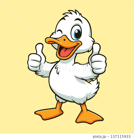 White Okay Duck Illustration Character Vector Logo Template 137115933