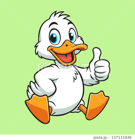 White Thumb Up Duck Illustration Character Vector Logo Template 137115936
