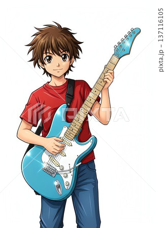 【はじめてのギター】見習いギタリストの少年/イラスト作品 137116105