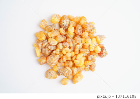Frankincense or olibanum aromatic resin isolated on white background used in incense and perfumes. Frankincense or olibanum aromatic resin isolated on white background used in incense and perfumes. 137116108