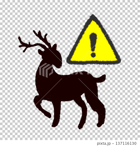 鹿的輪廓線 三角形警示標誌 交通安全影像 137116130