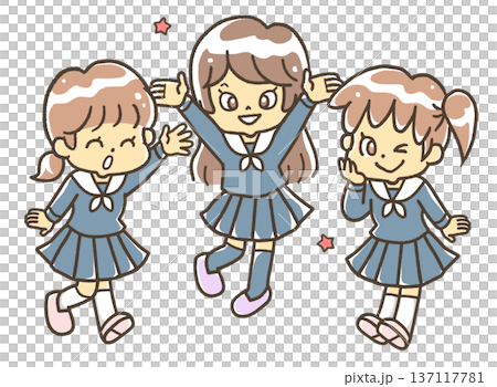 Girls having fun in a group 137117781