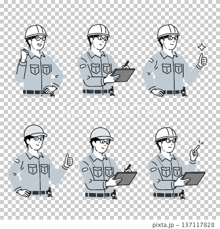 Equipment maintenance and electrical inspection staff pose set illustration 5 Equipment maintenance and electrical inspection staff pose set illustration 5 137117828