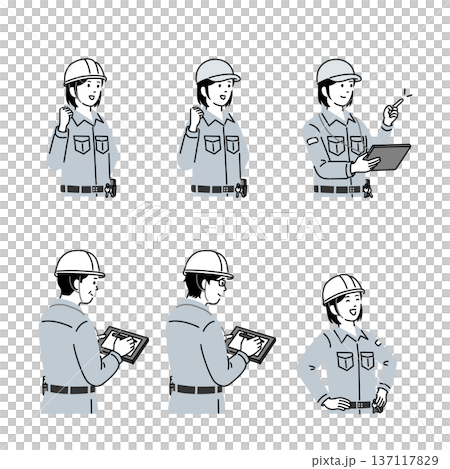 Equipment maintenance and electrical inspection staff pose set illustration 6 137117829