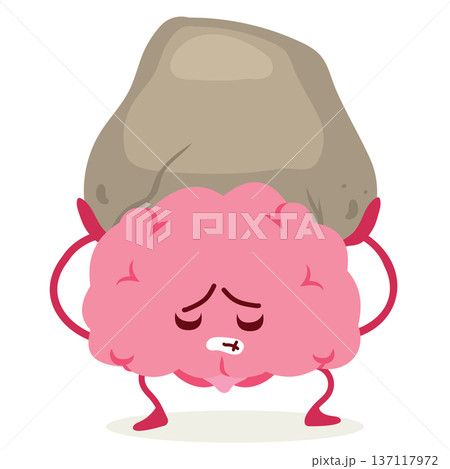 Brain Carrying Heavy Load Mental Burden Concept Brain Carrying Heavy Load Mental Burden Concept 137117972