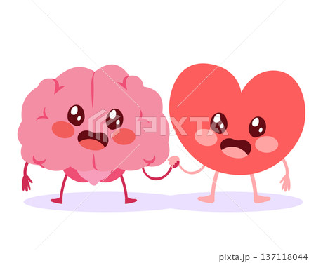 Heart And Brain Holding Hands Harmony Concept 137118044