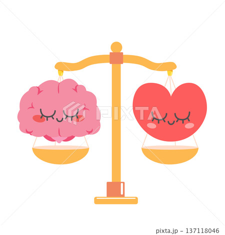 Heart And Brain Balanced On Scale Harmony Concept 137118046