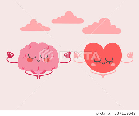 Heart And Brain Yoga Harmony Concept Heart And Brain Yoga Harmony Concept 137118048