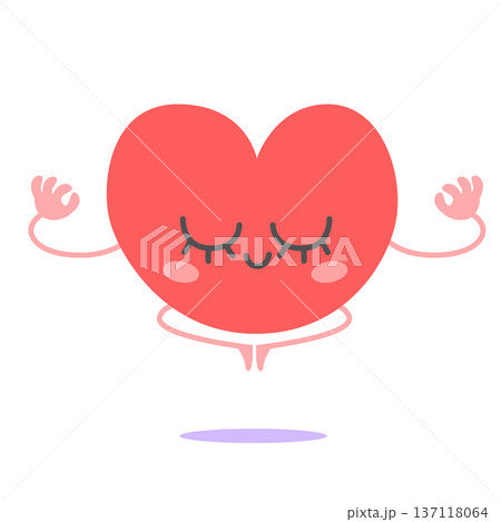 Cute Heart Character Running with Jogging Outfit Health Concept Cute Heart Character Running with Jogging Outfit Health Concept 137118064