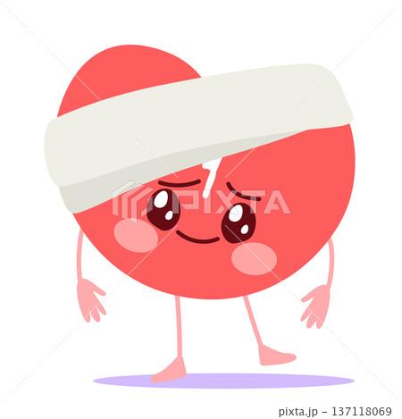 Cute Smiling Injured Heart Character With Bandage Cute Smiling Injured Heart Character With Bandage 137118069