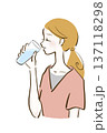水を飲む女性　水分補給　健康的 137118298