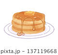 水彩風のかわいいホットケーキ（パンケーキ）のイラスト 137119668
