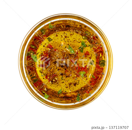 Olive oil salad dressing with spices and herbs Olive oil salad dressing with spices and herbs 137119707