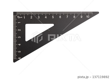 Black triangle ruler showing precise geometric measurement 137119892