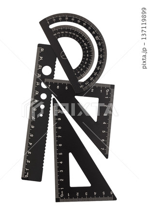 Black geometric drafting tools measuring and creating designs Black geometric drafting tools measuring and creating designs 137119899