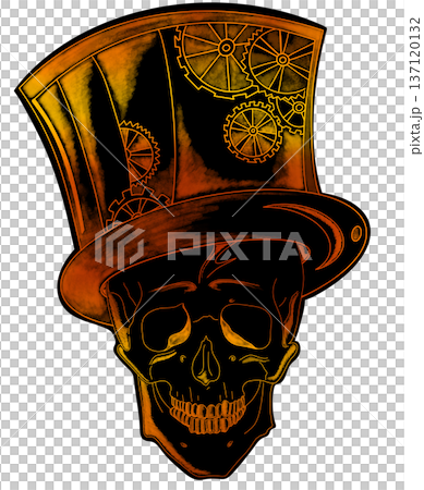 skull with different bright lines in a hat on a black background, abstraction skull with different bright lines in a hat on a black background, abstraction 137120132