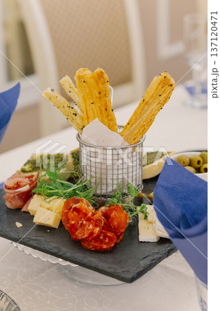 A table set with various snacks A table set with various snacks 137120471