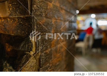 A wall illuminated by spotlights in a nightclub A wall illuminated by spotlights in a nightclub 137120532