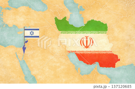 Map of Israel and Iran 137120685
