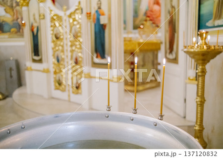 Accessories for a child's baptism in a Christian Accessories for a child's baptism in a Christian 137120832