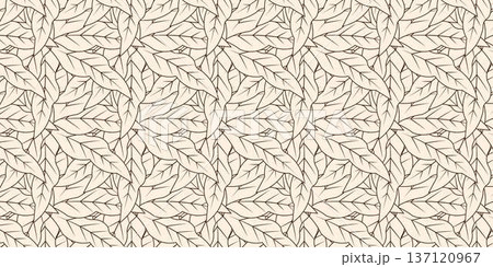 Tropical leaf pattern featuring modern botanical foliage design in natural green tones. Perfect for textile, fabric, wallpaper, packaging, branding, wrapping paper, background decoration 137120967