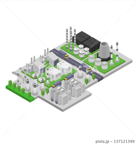Coal power plant isometric Coal power plant isometric 137121399