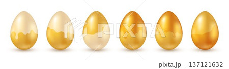 A set of realistic Easter eggs on a white background. 137121632