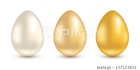 A set of realistic Easter eggs on a white background. A set of realistic Easter eggs on a white background. 137121652