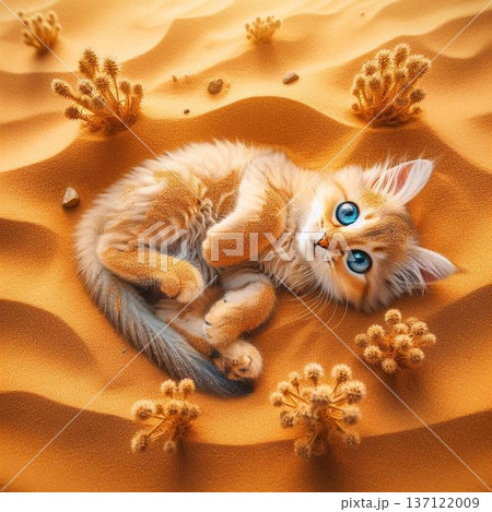 砂漠で砂まみれのこにゃんこ 137122009
