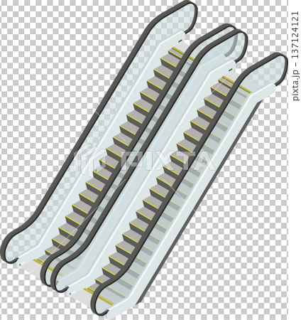 Isometric empty indoor escalator illustration Isometric empty indoor escalator illustration 137124121
