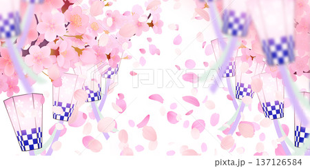花びら舞い散る桜の背景素材 花びら舞い散る桜の背景素材 137126584