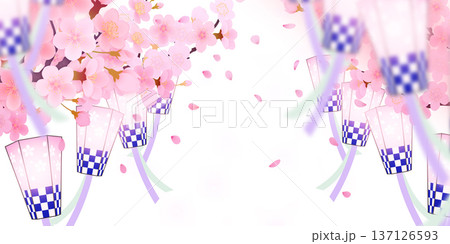 花びら舞い散る桜の背景素材 花びら舞い散る桜の背景素材 137126593