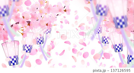 花びら舞い散る桜の背景素材 137126595