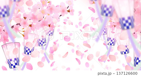 花びら舞い散る桜の背景素材 花びら舞い散る桜の背景素材 137126600