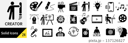 ベクターのクリエイターに関するシルエットアイコンセット ベクターのクリエイターに関するシルエットアイコンセット 137126827