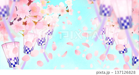 花びら舞い散る桜の背景素材 137126828