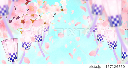 花びら舞い散る桜の背景素材 花びら舞い散る桜の背景素材 137126830