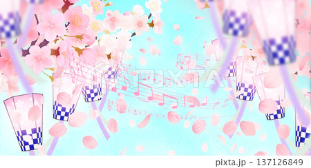 花びら舞い散る桜の背景素材 花びら舞い散る桜の背景素材 137126849